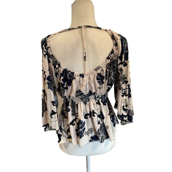Free People Womens Floral Angel Sleeves Blouse Small - Picture 4 of 9